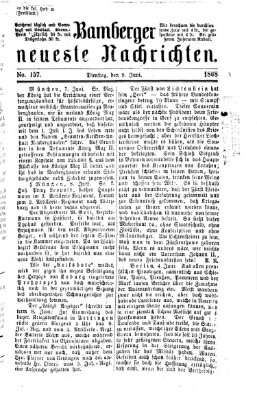 Bamberger neueste Nachrichten Dienstag 9. Juni 1868