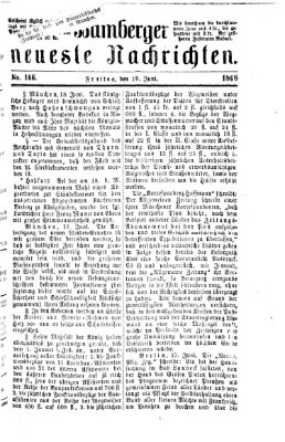 Bamberger neueste Nachrichten Freitag 19. Juni 1868