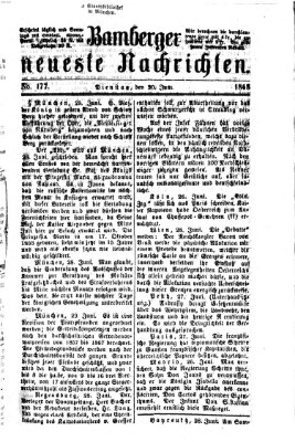 Bamberger neueste Nachrichten Dienstag 30. Juni 1868