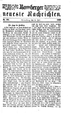 Bamberger neueste Nachrichten Dienstag 14. Juli 1868