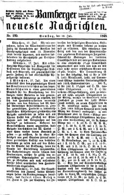 Bamberger neueste Nachrichten Samstag 18. Juli 1868