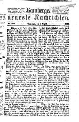 Bamberger neueste Nachrichten Samstag 1. August 1868