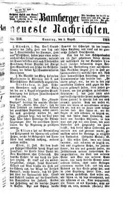 Bamberger neueste Nachrichten Sonntag 2. August 1868