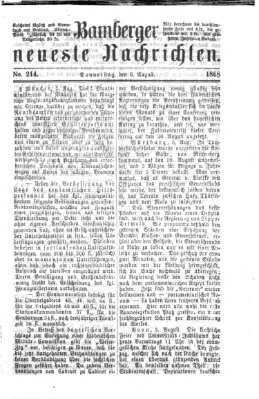 Bamberger neueste Nachrichten Donnerstag 6. August 1868