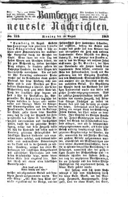 Bamberger neueste Nachrichten Montag 10. August 1868