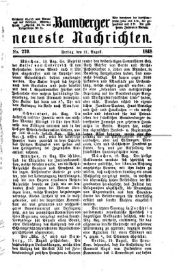 Bamberger neueste Nachrichten Freitag 21. August 1868