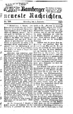 Bamberger neueste Nachrichten Dienstag 1. September 1868