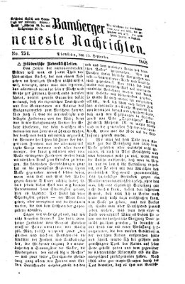 Bamberger neueste Nachrichten Dienstag 15. September 1868