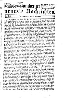 Bamberger neueste Nachrichten Donnerstag 17. September 1868