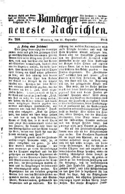 Bamberger neueste Nachrichten Montag 21. September 1868