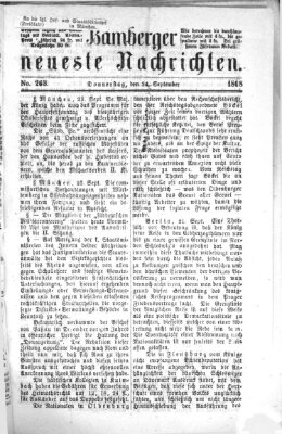 Bamberger neueste Nachrichten Donnerstag 24. September 1868