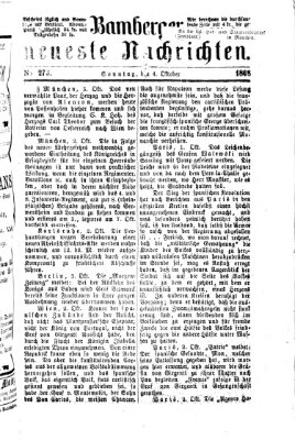 Bamberger neueste Nachrichten Sonntag 4. Oktober 1868