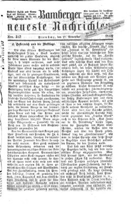 Bamberger neueste Nachrichten Dienstag 17. November 1868