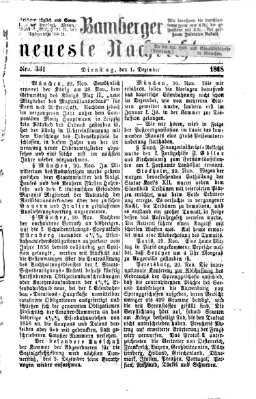 Bamberger neueste Nachrichten Dienstag 1. Dezember 1868