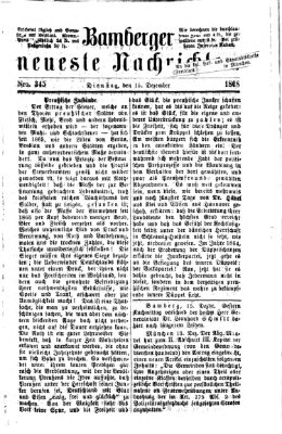 Bamberger neueste Nachrichten Dienstag 15. Dezember 1868