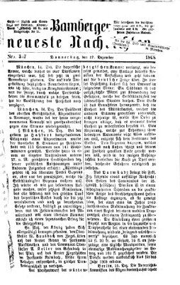 Bamberger neueste Nachrichten Donnerstag 17. Dezember 1868