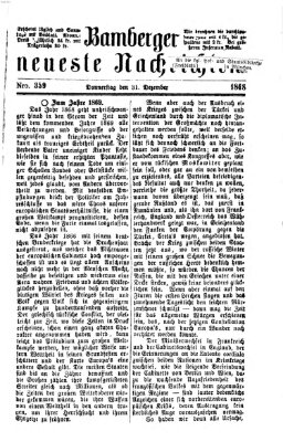 Bamberger neueste Nachrichten Donnerstag 31. Dezember 1868