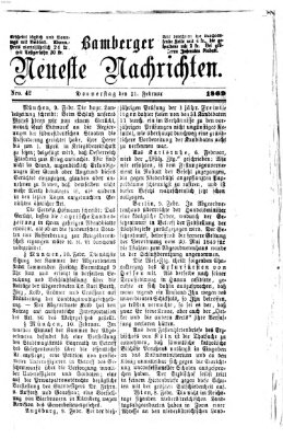 Bamberger neueste Nachrichten Donnerstag 11. Februar 1869