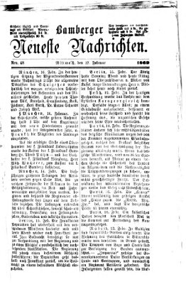 Bamberger neueste Nachrichten Mittwoch 17. Februar 1869