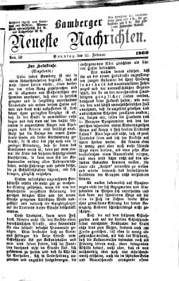 Bamberger neueste Nachrichten Sonntag 21. Februar 1869