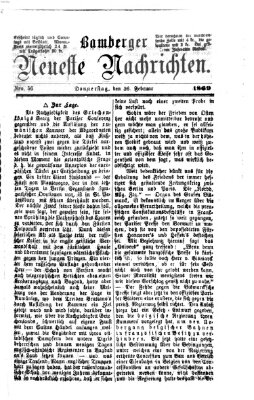 Bamberger neueste Nachrichten Donnerstag 25. Februar 1869