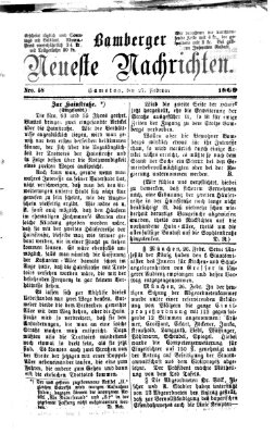 Bamberger neueste Nachrichten Samstag 27. Februar 1869