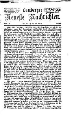 Bamberger neueste Nachrichten Samstag 13. März 1869