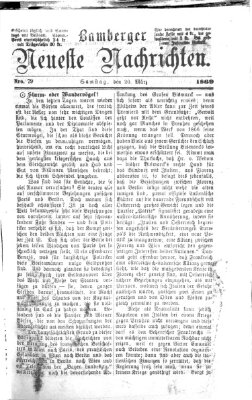 Bamberger neueste Nachrichten Samstag 20. März 1869