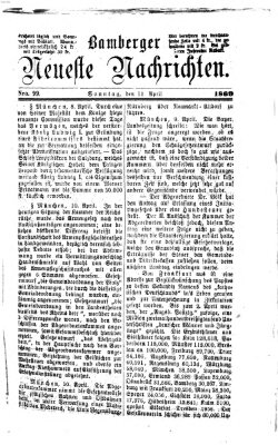 Bamberger neueste Nachrichten Sonntag 11. April 1869