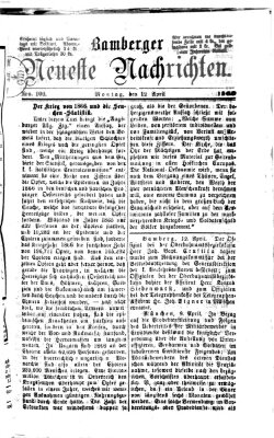 Bamberger neueste Nachrichten Montag 12. April 1869