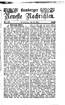 Bamberger neueste Nachrichten Dienstag 20. April 1869