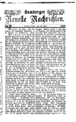 Bamberger neueste Nachrichten Donnerstag 22. April 1869