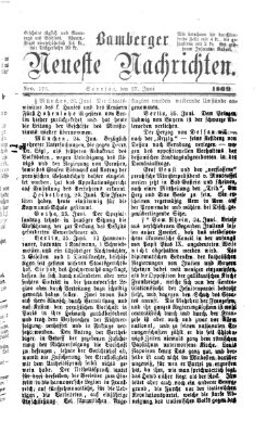 Bamberger neueste Nachrichten Sonntag 27. Juni 1869