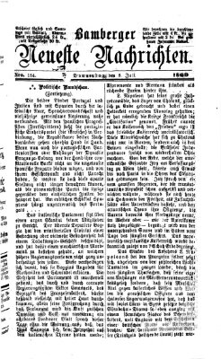 Bamberger neueste Nachrichten Donnerstag 8. Juli 1869