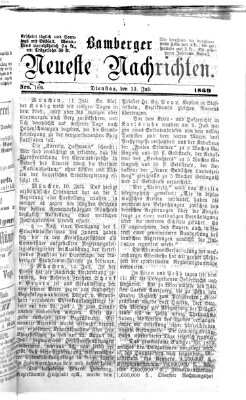 Bamberger neueste Nachrichten Dienstag 13. Juli 1869