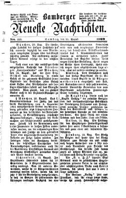 Bamberger neueste Nachrichten Samstag 21. August 1869