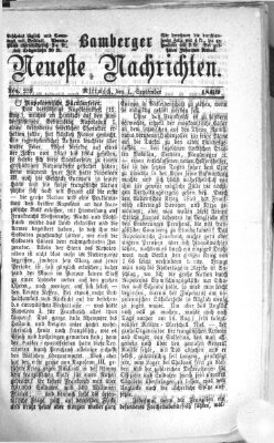 Bamberger neueste Nachrichten Mittwoch 1. September 1869