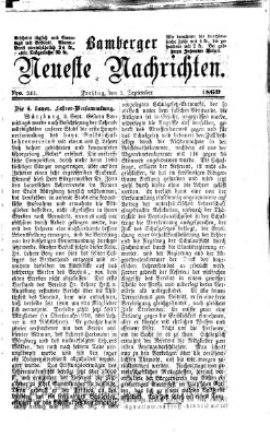 Bamberger neueste Nachrichten Freitag 3. September 1869