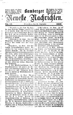 Bamberger neueste Nachrichten Dienstag 21. September 1869