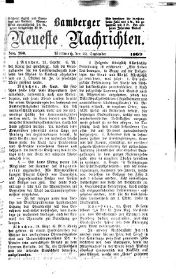 Bamberger neueste Nachrichten Mittwoch 22. September 1869