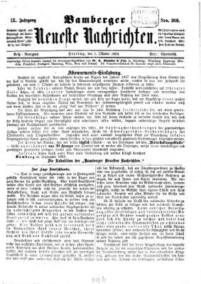 Bamberger neueste Nachrichten Freitag 1. Oktober 1869