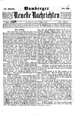 Bamberger neueste Nachrichten Samstag 2. Oktober 1869