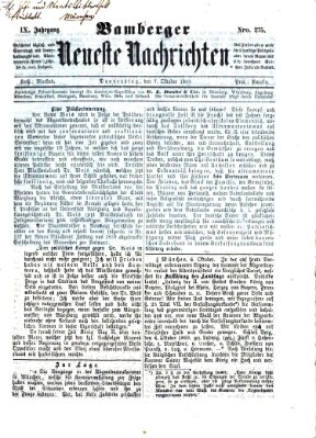 Bamberger neueste Nachrichten Donnerstag 7. Oktober 1869