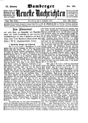 Bamberger neueste Nachrichten Dienstag 2. November 1869