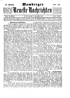 Bamberger neueste Nachrichten Samstag 13. November 1869