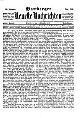 Bamberger neueste Nachrichten Dienstag 16. November 1869