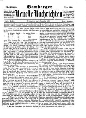 Bamberger neueste Nachrichten Mittwoch 1. Dezember 1869