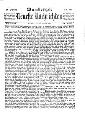 Bamberger neueste Nachrichten Samstag 11. Dezember 1869