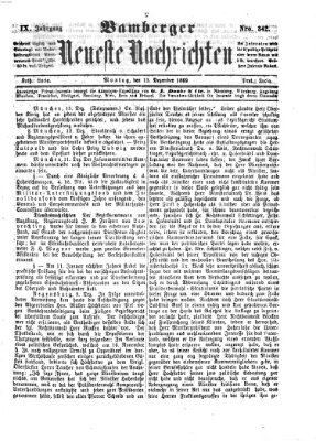 Bamberger neueste Nachrichten Montag 13. Dezember 1869