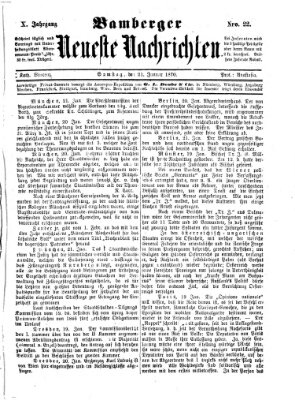 Bamberger neueste Nachrichten Samstag 22. Januar 1870